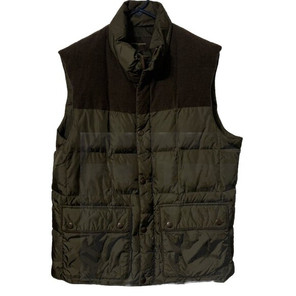 Banana Republic Vest Men M Green Corduroy Accent Puffer Insulated Outdoor Casual